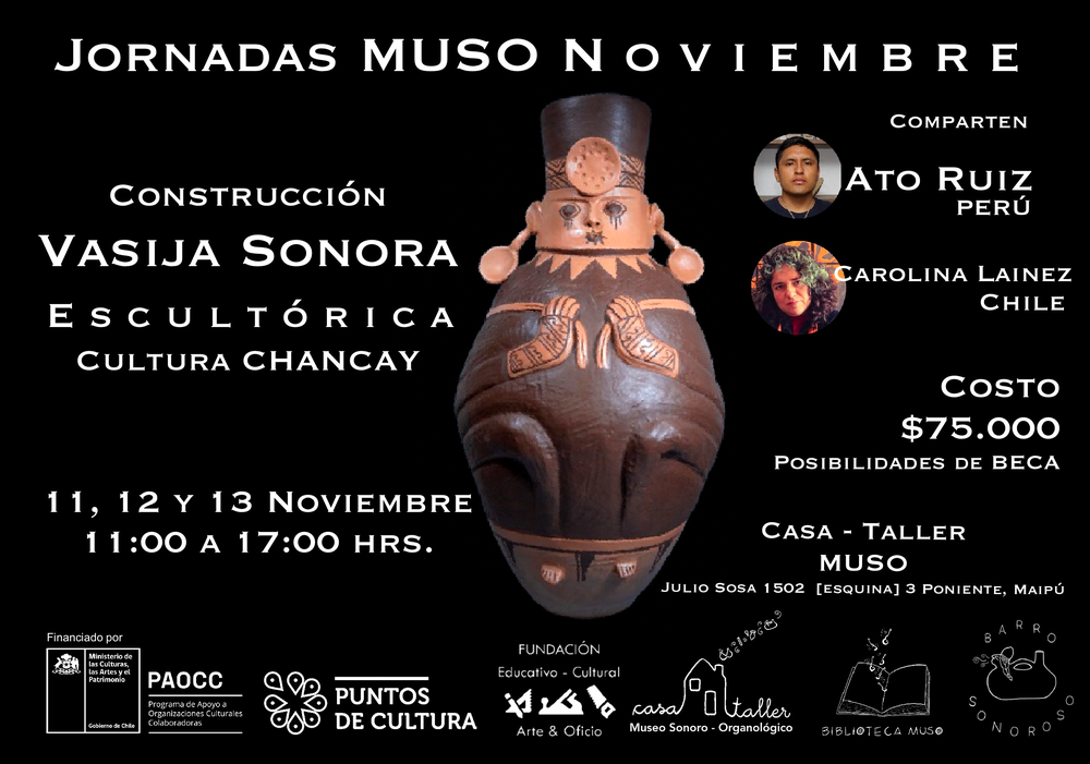 Afiche del evento "Jornadas MUSO Noviembre 2024 - Ato Ruiz /Carolina Lainez"