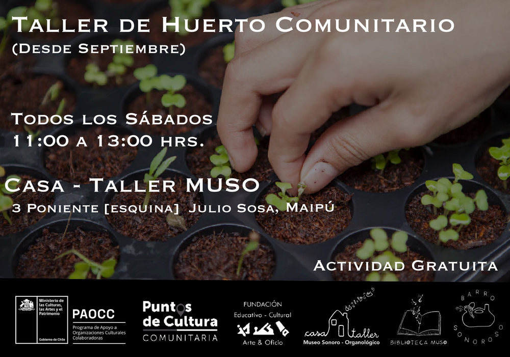 Afiche del evento "Taller de huerto comunitario"