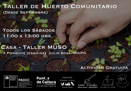 Afiche del evento "Taller de huerto comunitario"