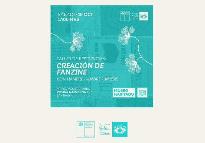 Afiche del evento "Taller de Residencias: Creación de Fanzines"