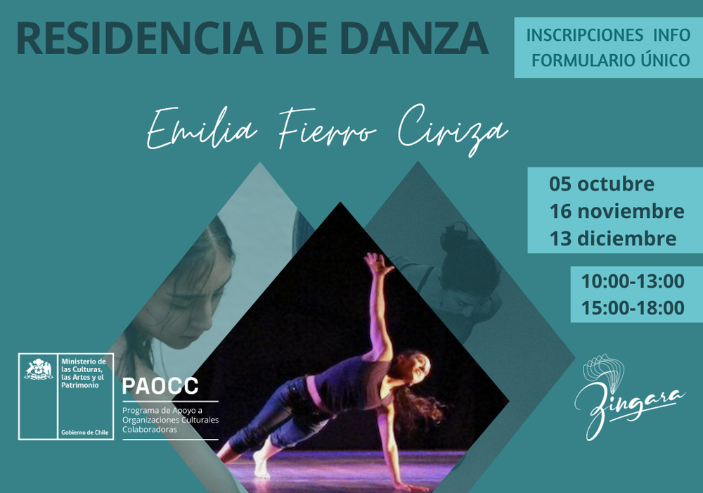 Afiche del evento "Residencia de creación en Danza"