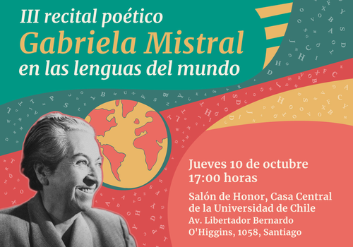 Afiche del evento "Recital poético "Gabriela Mistral en las lenguas del mundo""