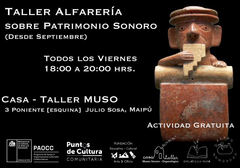 Afiche del evento "Taller Alfarería sobre Patrimonio Sonoro"